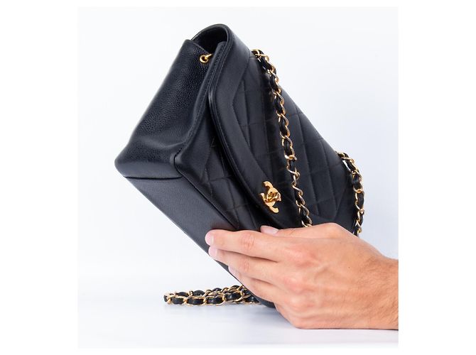 Borsa Chanel Diana Medium in pelle caviar nera Nero - vista 7