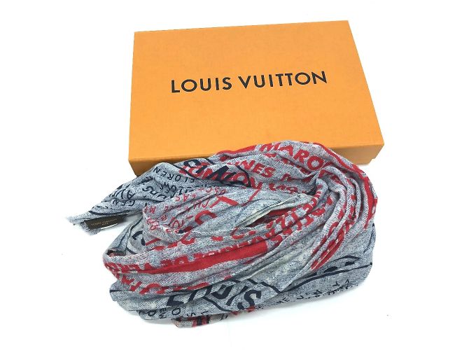 Chal de algodón azul Louis Vuitton - vista 11