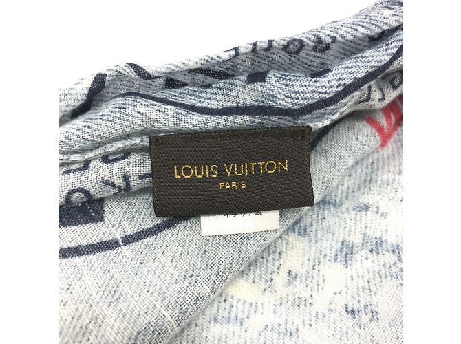 Chal de algodón azul Louis Vuitton - vista 7