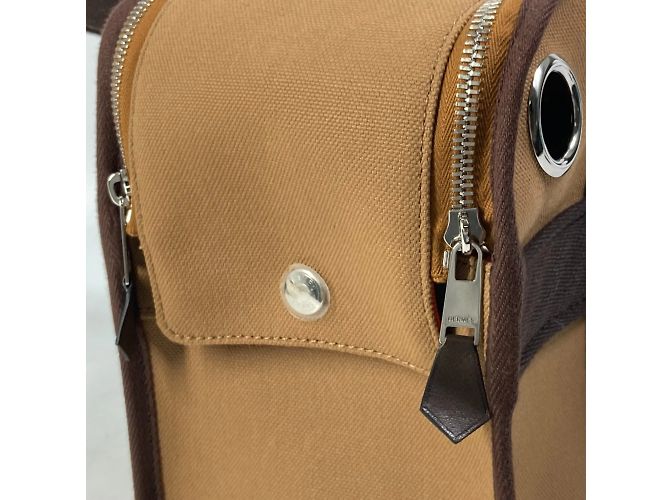 Duffle Hermès Borsa Boston in tessuto marrone Hermes per cani di piccola taglia - vista 12