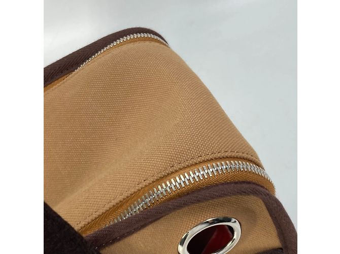 Duffle Hermès Borsa Boston in tessuto marrone Hermes per cani di piccola taglia - vista 14