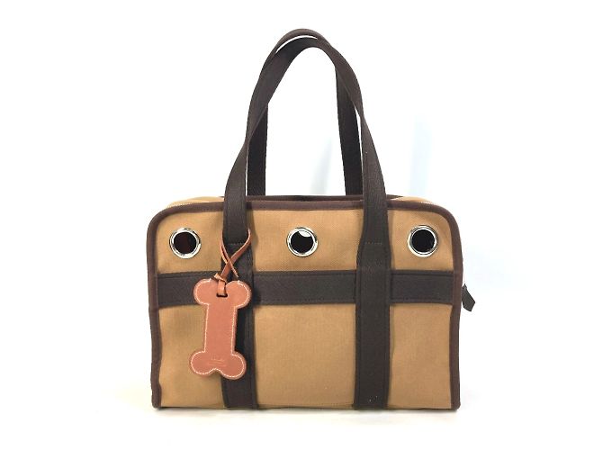 Duffle Hermès Borsa Boston in tessuto marrone Hermes per cani di piccola taglia - vista 2