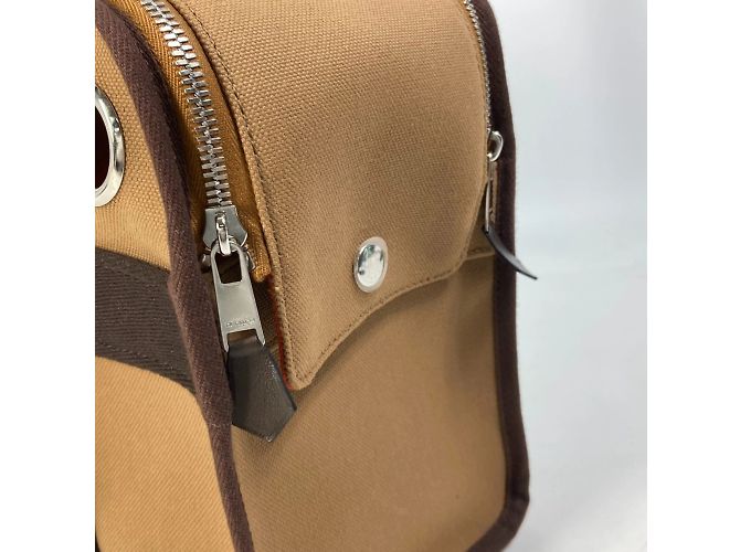 Duffle Hermès Borsa Boston in tessuto marrone Hermes per cani di piccola taglia - vista 4