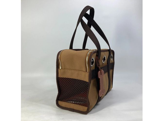 Duffle Hermès Borsa Boston in tessuto marrone Hermes per cani di piccola taglia - vista 7