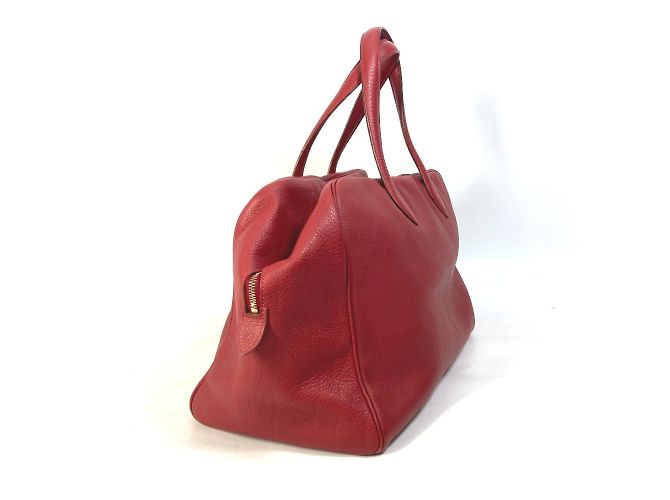 Duffle Hermès Borsa Boston in pelle rossa Hermes Rosso - vista 3