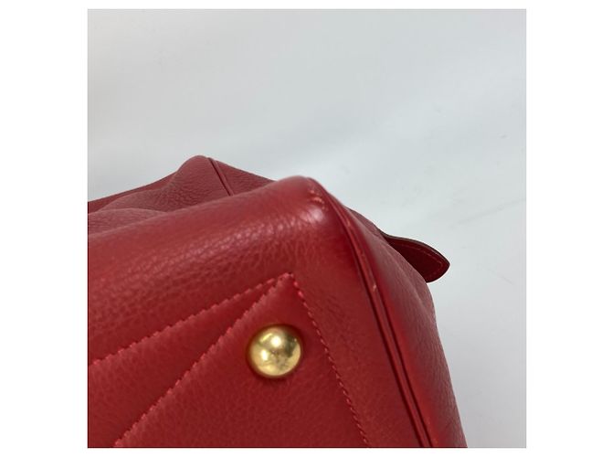 Duffle Hermès Borsa Boston in pelle rossa Hermes Rosso - vista 6
