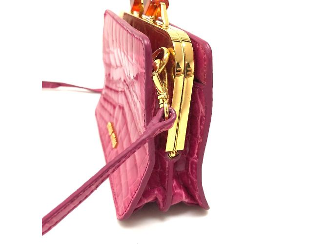 Borsa a spalla in pelle rosa Miu Miu - vista 3