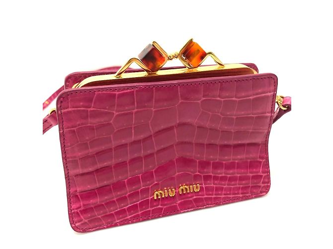 Borsa a spalla in pelle rosa Miu Miu - vista 4