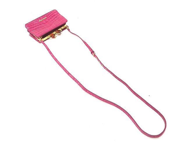 Borsa a spalla in pelle rosa Miu Miu - vista 5