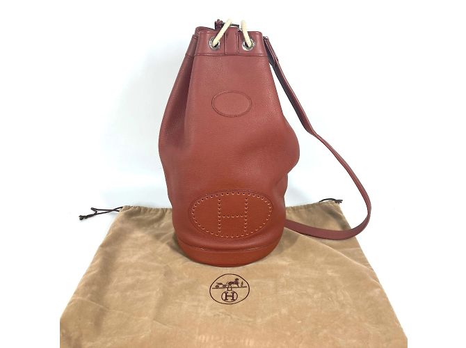 Bolsa de duffle com cordão e logo H da Hermès Marrom - vista 11