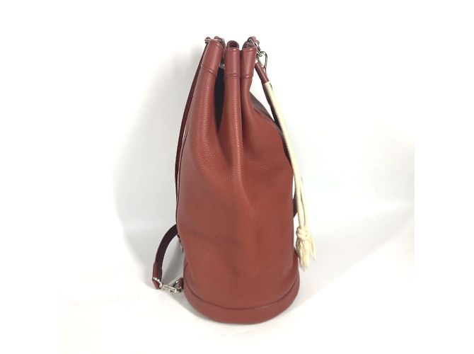 Bolsa de duffle com cordão e logo H da Hermès Marrom - vista 3