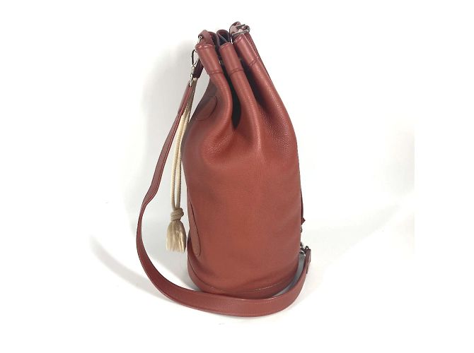 Bolsa de duffle com cordão e logo H da Hermès Marrom - vista 4