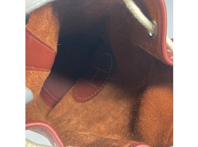 Bolsa de duffle com cordão e logo H da Hermès Marrom - vista 7
