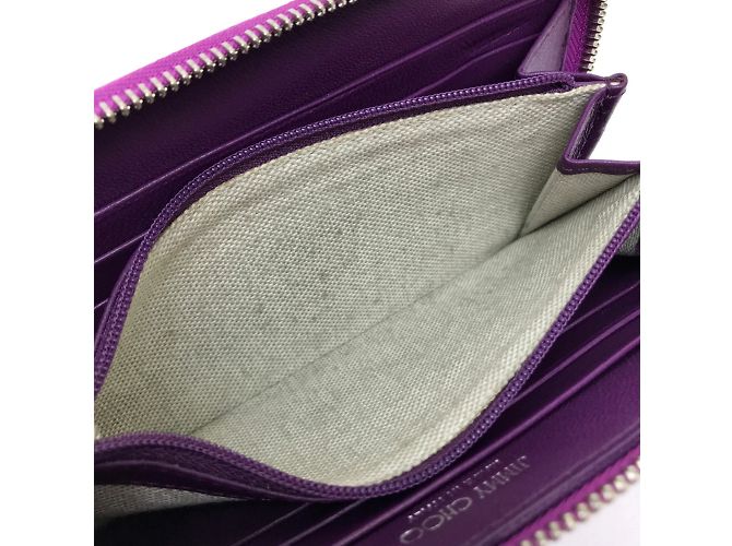 Cartera larga de cuero morado Jimmy Choo Púrpura - vista 11