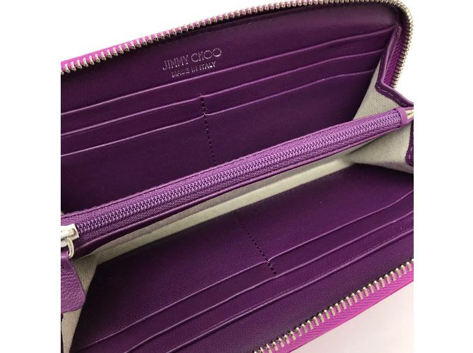 Cartera larga de cuero morado Jimmy Choo Púrpura - vista 7