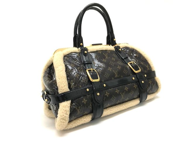 Borsa da viaggio Monogram in shearling Louis Vuitton Marrone - vista 2