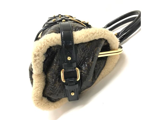 Borsa da viaggio Monogram in shearling Louis Vuitton Marrone - vista 3