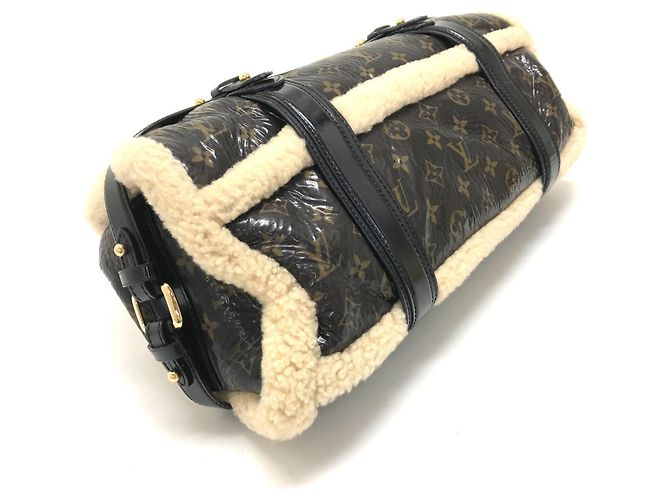 Borsa da viaggio Monogram in shearling Louis Vuitton Marrone - vista 4