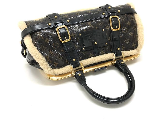 Borsa da viaggio Monogram in shearling Louis Vuitton Marrone - vista 5