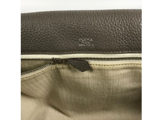 Hermès Borsa a spalla in pelle grigia Hermes Marrone - vista 10