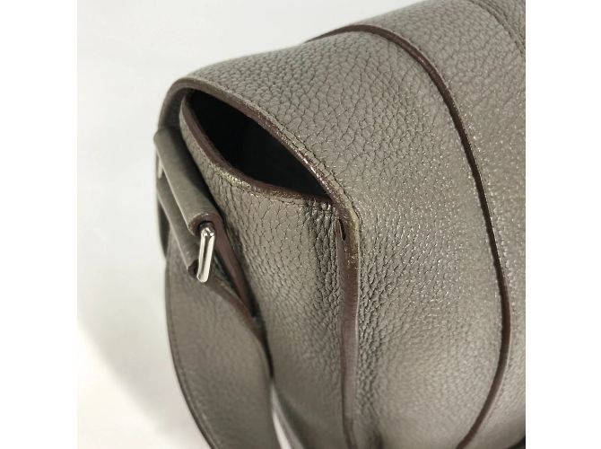 Hermès Borsa a spalla in pelle grigia Hermes Marrone - vista 12