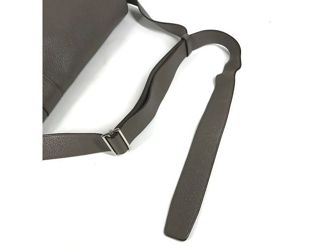 Hermès Borsa a spalla in pelle grigia Hermes Marrone - vista 13