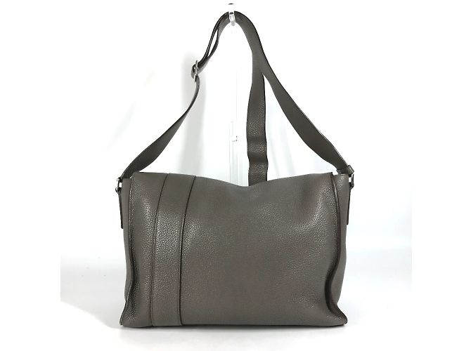 Hermès Borsa a spalla in pelle grigia Hermes Marrone - vista 2
