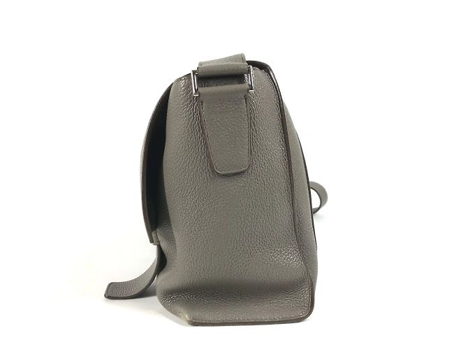 Hermès Borsa a spalla in pelle grigia Hermes Marrone - vista 4
