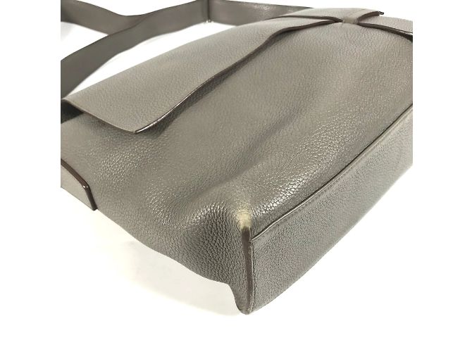 Hermès Borsa a spalla in pelle grigia Hermes Marrone - vista 6