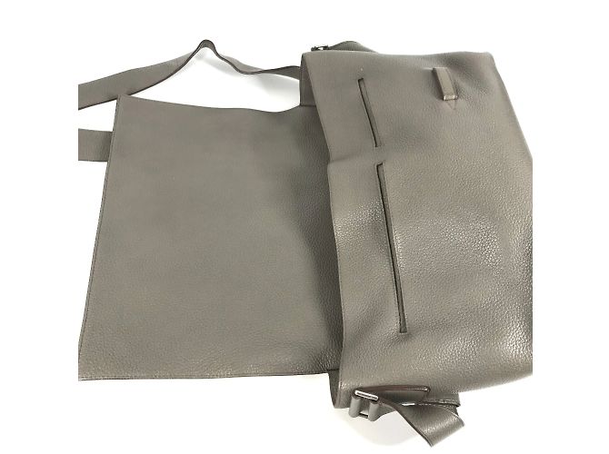 Hermès Borsa a spalla in pelle grigia Hermes Marrone - vista 8
