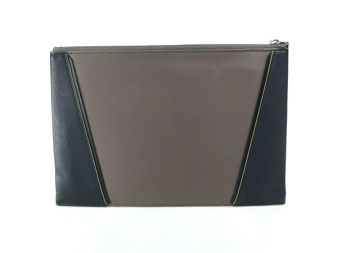 Borsa clutch in pelle grigia Louis Vuitton Marrone - vista 2