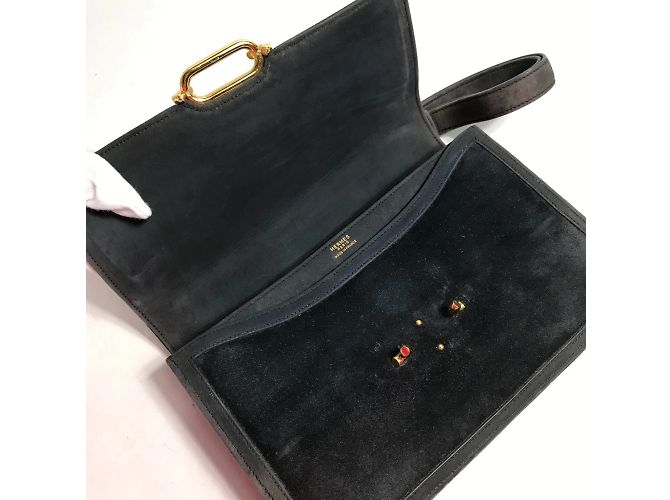 Hermès Borsa a spalla in pelle grigia Hermes Marrone - vista 11