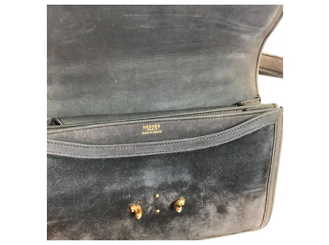 Hermès Borsa a spalla in pelle grigia Hermes Marrone - vista 12