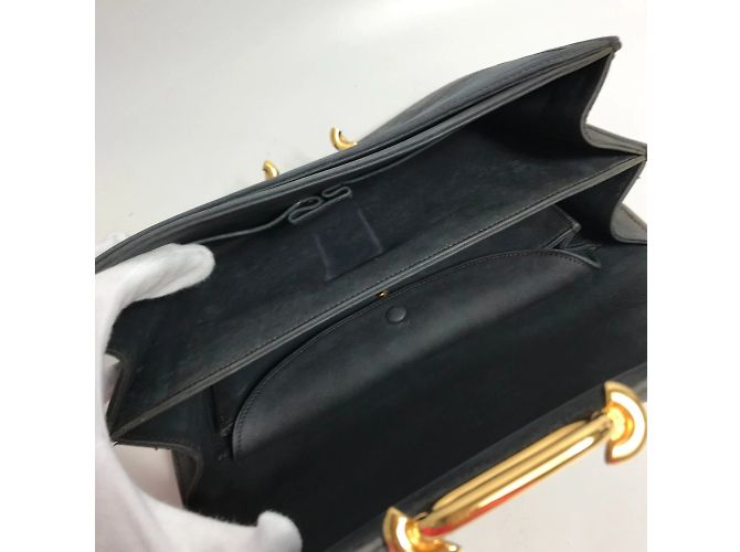 Hermès Borsa a spalla in pelle grigia Hermes Marrone - vista 13