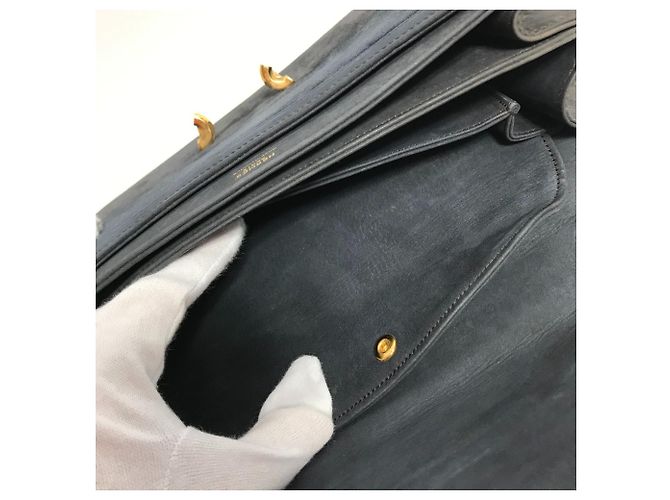 Hermès Borsa a spalla in pelle grigia Hermes Marrone - vista 14