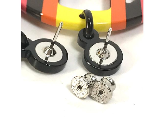 Hermès Pendientes de stud en madera lacada Hermes Naranja - vista 10