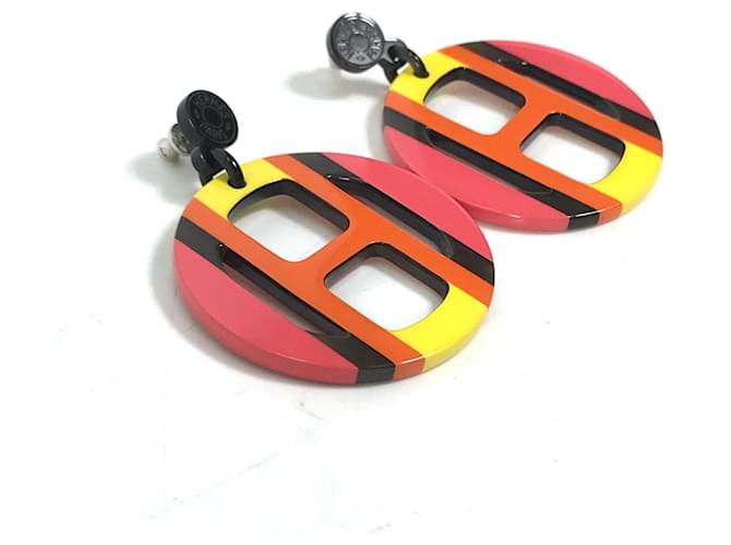 Hermès Pendientes de stud en madera lacada Hermes Naranja - vista 2