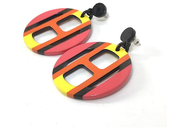 Hermès Pendientes de stud en madera lacada Hermes Naranja - vista 3