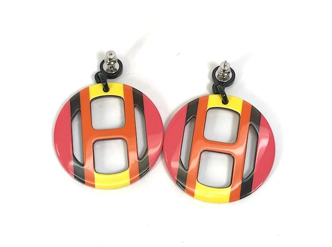 Hermès Pendientes de stud en madera lacada Hermes Naranja - vista 4