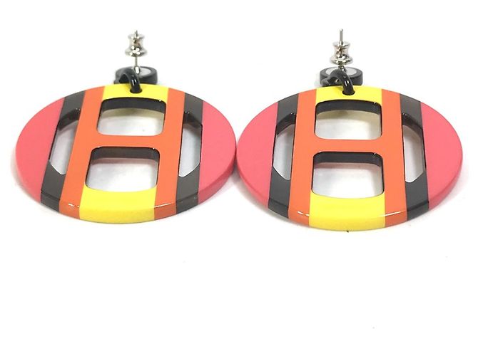 Hermès Pendientes de stud en madera lacada Hermes Naranja - vista 5