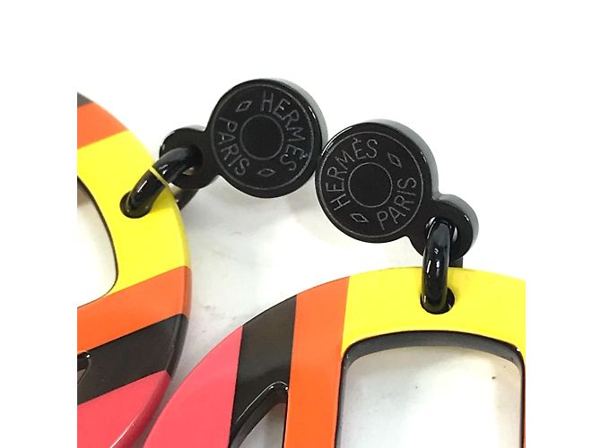 Hermès Pendientes de stud en madera lacada Hermes Naranja - vista 6