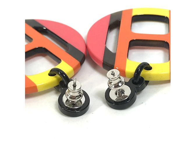 Hermès Pendientes de stud en madera lacada Hermes Naranja - vista 8