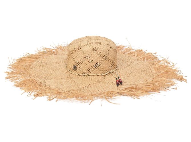 Cappello a tesa larga Maison Michel Ursula in rafia beige - vista 2