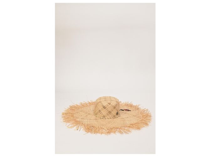Cappello a tesa larga Maison Michel Ursula in rafia beige - vista 4