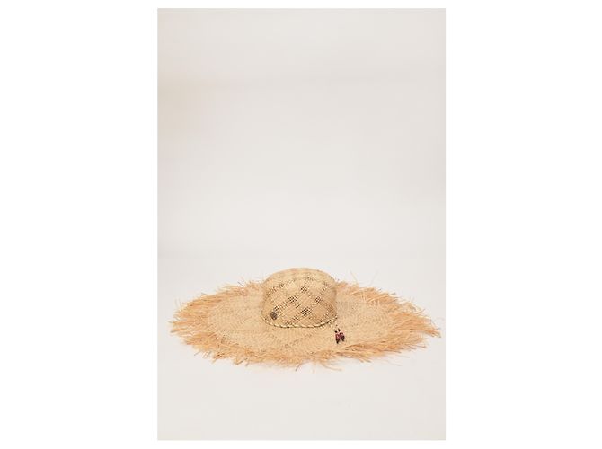 Cappello a tesa larga Maison Michel Ursula in rafia beige - vista 5