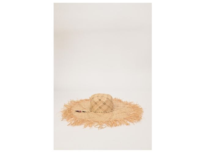 Cappello a tesa larga Maison Michel Ursula in rafia beige - vista 6