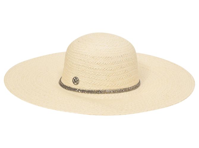 Cappello in paglia beige decorato con cristalli Maison Michel - vista 2
