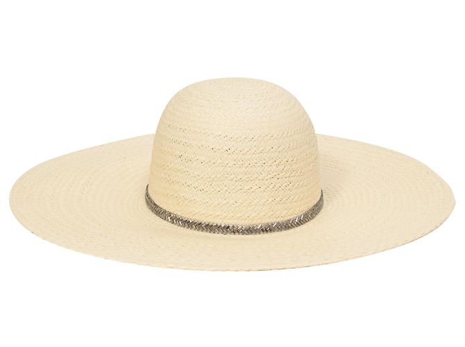 Cappello in paglia beige decorato con cristalli Maison Michel - vista 3