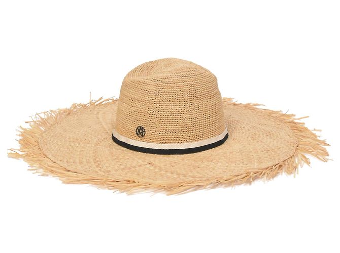 Cappello Big Kate di Maison Michel in rafia beige Marrone Rosso - vista 2