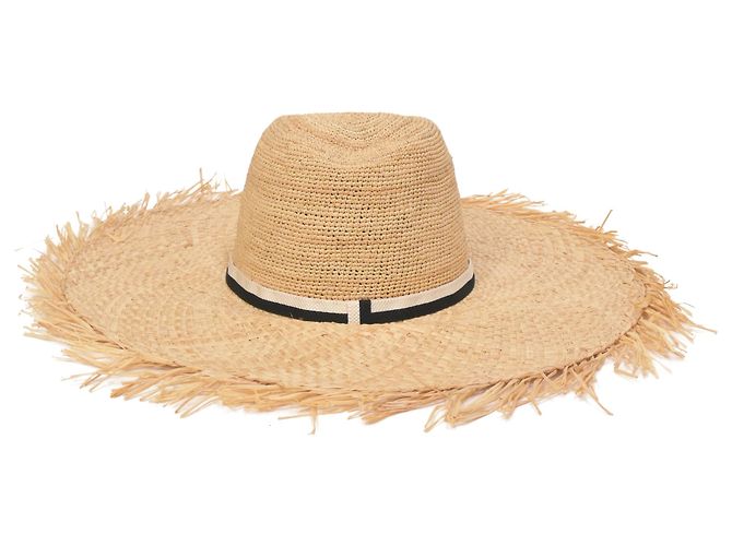 Cappello Big Kate di Maison Michel in rafia beige Marrone Rosso - vista 3